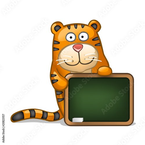 Vector: Fun tiger with blackboard Fun tiger with blackboard