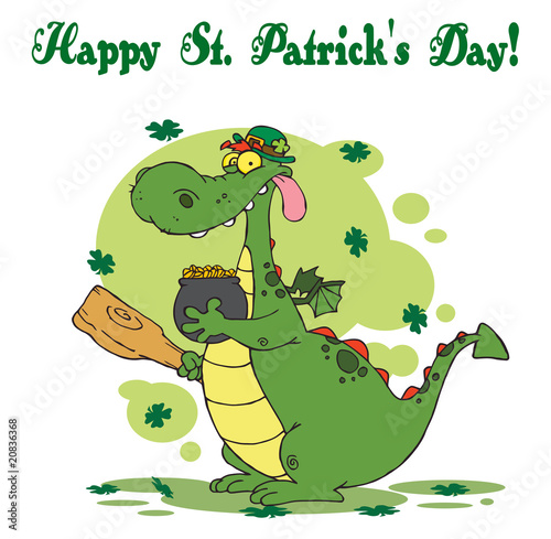 St Patrick's Day Greeting Of A Leprechaun Dragon With A Mace St Patrick's Day Greeting Of A Leprechaun Dragon With A Mace