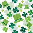 Seamless pattern with shamrocks and irish hats