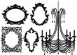 old chandelier and picture frames, vector