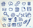 Set of doodle computer icons Set of doodle computer icons
