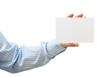 Pure white card in man's hand