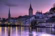 Purple skies over Zurich, Switzerland Purple skies over Zurich, Switzerland