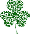 A Shamrock made of different sized clovers
