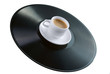Coffeecup on vinyl record