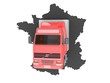 Camion rouge à travers France Camion rouge à travers France