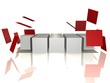 A cube array is falling apart - 3d abstract image