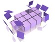 A cube array is falling apart - 3d abstract image