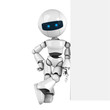 Funny white robot stay with wall Funny white robot stay with wall