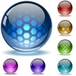 Glossy globes with different inner spherical patterns.