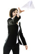 business woman throwing  paper airplane