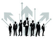 silhouettes of business people with an arrow background silhouettes of business people with an arrow background