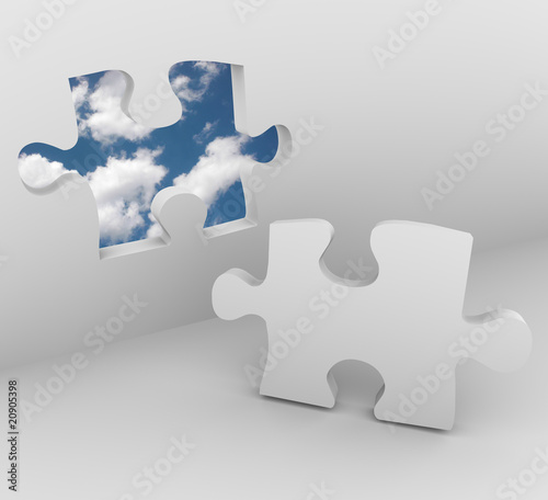 Illustration: Puzzle Piece - Blue Sky Opening Puzzle Piece - Blue Sky Opening