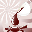 vector.  	Cup of coffee with the drops on sunny background