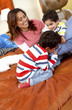 Photo : mum having fun with her kids mum having fun with her kids