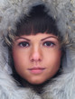 The girl in a fur hood