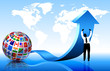 Businessman with Flags Globe Businessman with Flags Globe