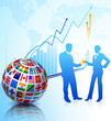 Business Couple with Flags Globe Business Couple with Flags Globe