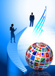 Business Couple with Flags Globe Business Couple with Flags Globe