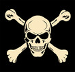 Vector. Evil skull with bones. Warning sign Vector. Evil skull with bones. Warning sign