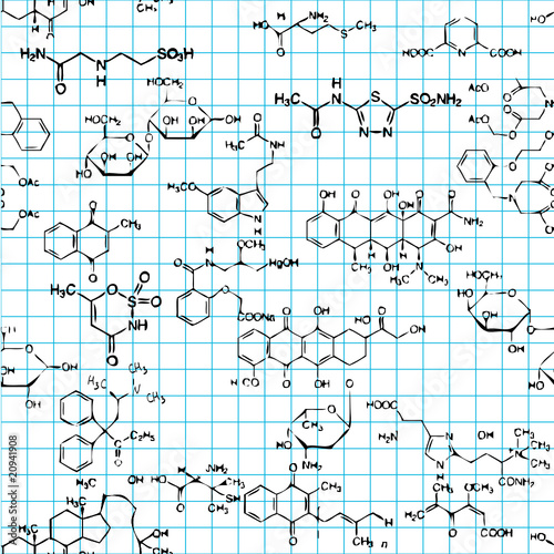Vector: Seamless pattern with formulas of organic substances Seamless pattern with formulas of organic substances