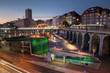 Lausanne Flon at twilight, Switzerland Lausanne Flon at twilight, Switzerland