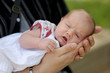 Newborn baby girl in father's hands