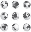 Silver globes isolated on white