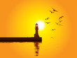 Vector illustration of Lighthouse on sunset Vector illustration of Lighthouse on sunset