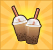 Bubble Tea with Boba, Straw and Cup