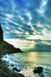 The night coastline and mountains - abstract color