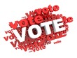 Vote text repeated in 3d with shadow and shade