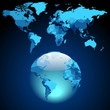 Globe on dark blue World map Globe on dark blue World map