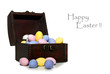 Colorful easter eggs in a treasure chest