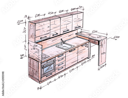 Kitchen Design Tools on Modern Interior Design Kitchen Freehand Drawing     Angel Vasilev