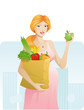 Vector: Beautiful pregnant woman with apple Beautiful pregnant woman with apple