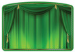 theater curtain blue tied with gold tassels