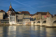 Mittlere Bridge and Basel waterfront, Switzerland Mittlere Bridge and Basel waterfront, Switzerland