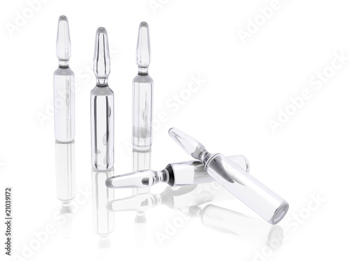 Photo: 3d render of glass ampules in front of a white background. 3d render of glass ampules in front of a white background.
