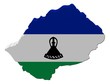 Lesotho map flag 3d render on white illustration