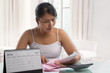 Housewife working on tax report