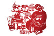 Vector of Traditional Chinese Paper-cut for Happiness
