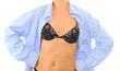 Anfry sexy woman in male shirt