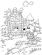 Mouse and Frog sitting in a log hut