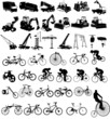 Vektor: Vector illustration of bicycles and Construction vehicles Vector illustration of bicycles and Construction vehicles