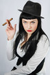 brunette with cigar