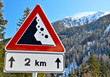Straßenschild Steinschlag Straßenschild Steinschlag