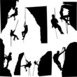 rock climbers silhouette collection - vector