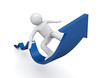 Surfing on a blue arrow of success Surfing on a blue arrow of success