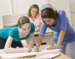 Students working on project in classroom